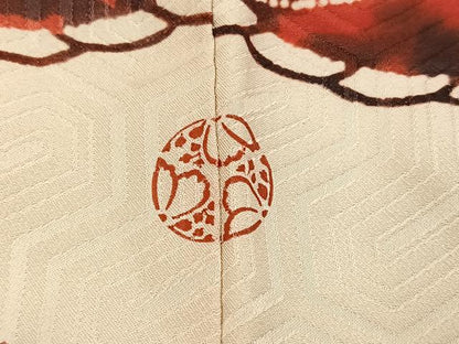 平和屋着物●豪華振袖　型染め　草花文　正絹　逸品　AABK0234ph