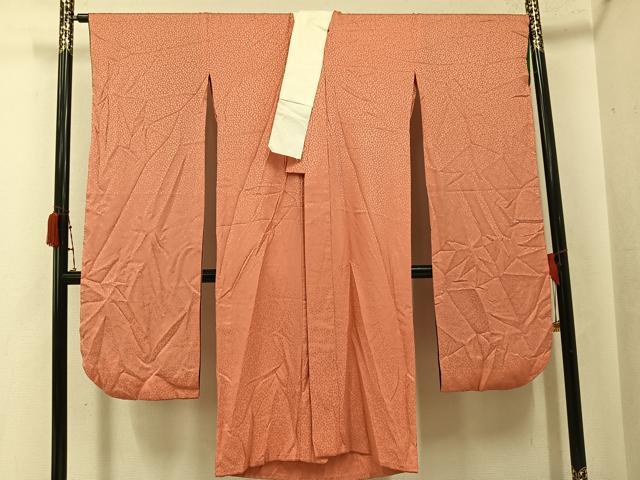 平和屋着物●振袖用長襦袢　無双仕立て　色無地　桜地紋　東雲色　正絹　逸品　AABK0237ph