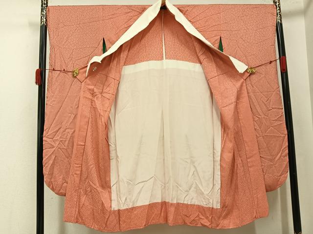 平和屋着物●振袖用長襦袢　無双仕立て　色無地　桜地紋　東雲色　正絹　逸品　AABK0237ph