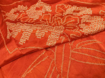 平和屋着物●アンティーク　大正ロマン　振袖用長襦袢　袷　絞り　草花文　半衿刺繍　正絹　逸品　AABK0240ph