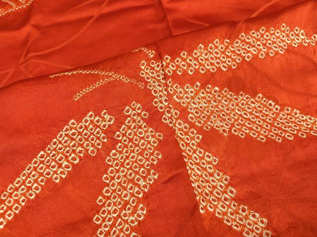 平和屋着物●アンティーク　大正ロマン　振袖用長襦袢　袷　絞り　草花文　半衿刺繍　正絹　逸品　AABK0240ph