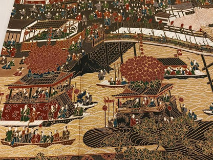平和屋着物●松尾光琳　黒留袖　人物風景文　本金箔　保証書付き　正絹　逸品　AABK0241ph