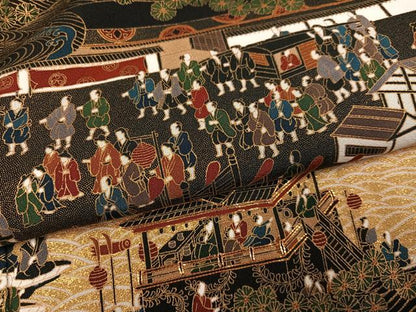 平和屋着物●松尾光琳　黒留袖　人物風景文　本金箔　保証書付き　正絹　逸品　AABK0241ph
