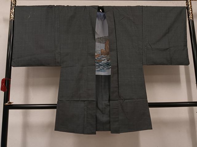 平和屋着物●男性　本場大島紬　アンサンブル　100亀甲　総詰め　証紙付き　正絹　逸品　AABK0247ph