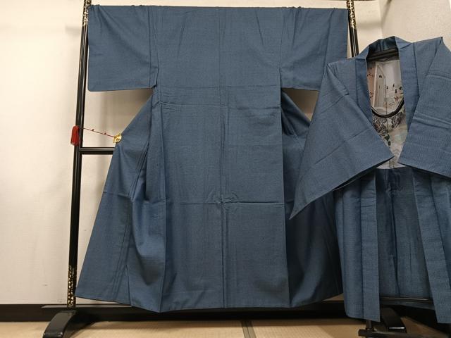 平和屋着物●男性　紬　アンサンブル　120亀甲　総詰め　正絹　逸品　AABK0248ph