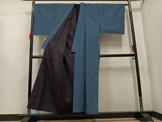 平和屋着物●男性　紬　アンサンブル　120亀甲　総詰め　正絹　逸品　AABK0248ph