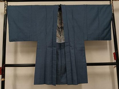 平和屋着物●男性　紬　アンサンブル　120亀甲　総詰め　正絹　逸品　AABK0248ph