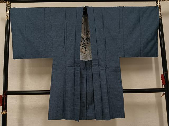 平和屋着物●男性　紬　アンサンブル　120亀甲　総詰め　正絹　逸品　AABK0248ph