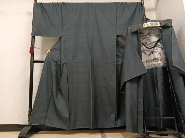 平和屋着物●男性　本場大島紬　アンサンブル　100亀甲　総詰め　山田実作　正絹　逸品　未使用　AABK0249ph