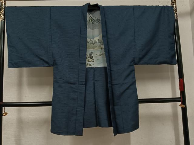 平和屋着物●男性　紬　アンサンブル　100亀甲　総詰め　正絹　逸品　AABK0250ph