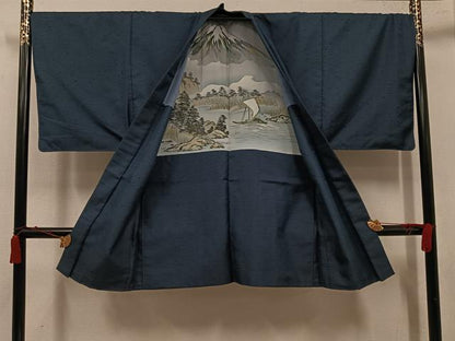 平和屋着物●男性　紬　アンサンブル　100亀甲　総詰め　正絹　逸品　AABK0250ph