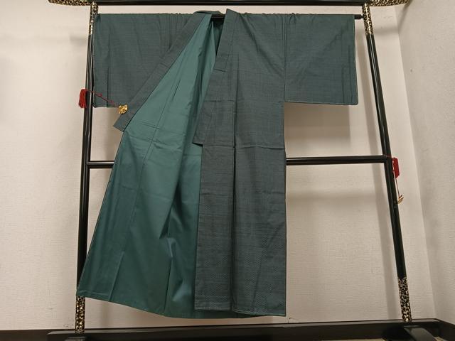 平和屋着物●男性　本場大島紬　アンサンブル　長襦袢(袷)セット　絣文様　正絹　逸品　未使用　AABK0252ph