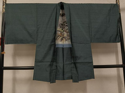 平和屋着物●男性　本場大島紬　アンサンブル　長襦袢(袷)セット　絣文様　正絹　逸品　未使用　AABK0252ph
