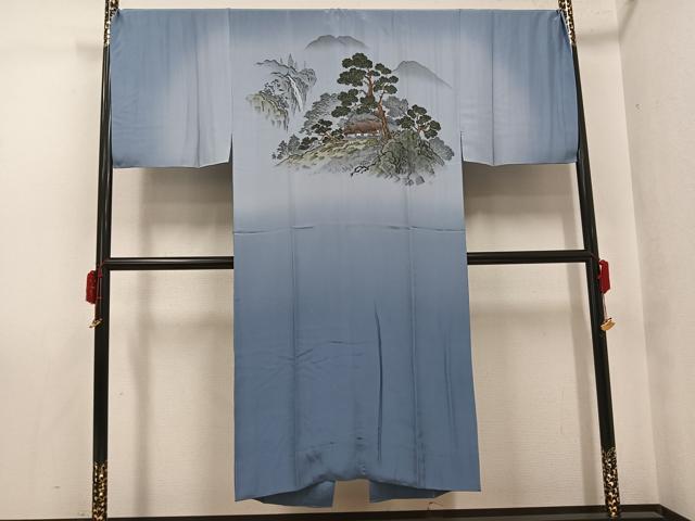 平和屋着物●男性　本場大島紬　アンサンブル　長襦袢(袷)セット　絣文様　正絹　逸品　未使用　AABK0252ph
