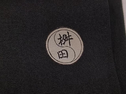 平和屋着物●男性　黒紋付・羽織セット　正絹　逸品　AABK0253ph