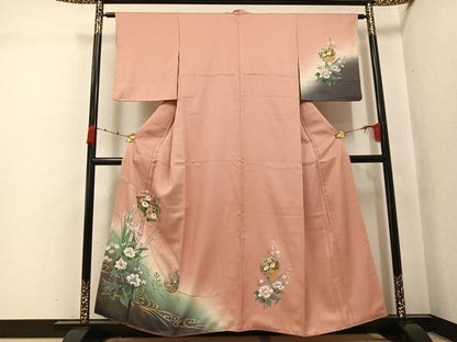 平和屋着物●訪問着雪輪地紙花文　暈し染め　金銀彩　正絹　逸品　未使用　AABK0255ph