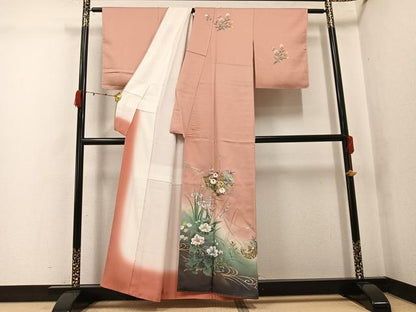 平和屋着物●訪問着雪輪地紙花文　暈し染め　金銀彩　正絹　逸品　未使用　AABK0255ph