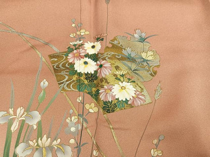 平和屋着物●訪問着雪輪地紙花文　暈し染め　金銀彩　正絹　逸品　未使用　AABK0255ph