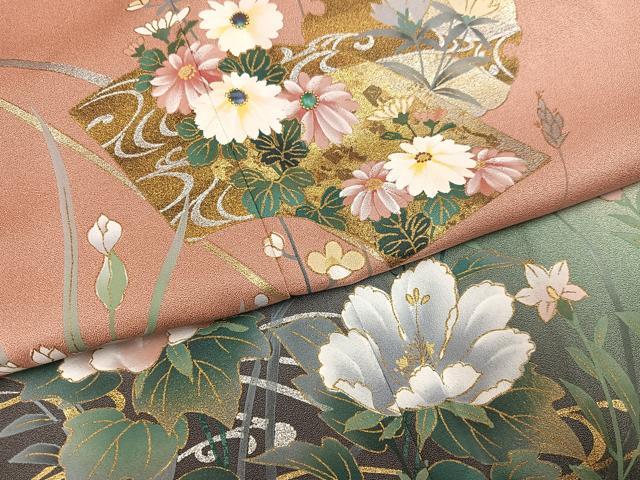 平和屋着物●訪問着雪輪地紙花文　暈し染め　金銀彩　正絹　逸品　未使用　AABK0255ph