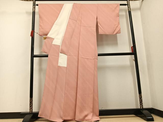 平和屋着物●上質な小紋　斜縞　暈し染め　正絹　逸品　AABK0256ph