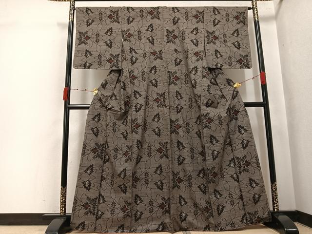 平和屋着物●本場大島紬　7マルキ　葉尽くし　正絹　逸品　未使用　AABK0257ph