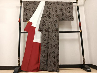 平和屋着物●本場大島紬　7マルキ　葉尽くし　正絹　逸品　未使用　AABK0257ph