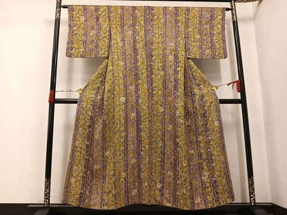 平和屋着物●上質な小紋　絞り　草花間道　正絹　逸品　AABK0258ph