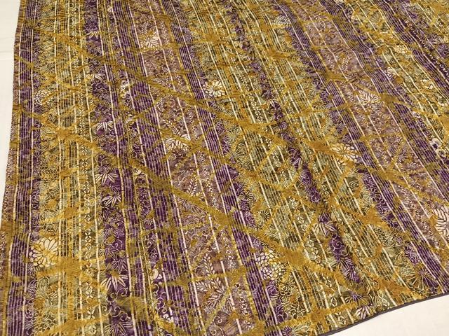 平和屋着物●上質な小紋　絞り　草花間道　正絹　逸品　AABK0258ph