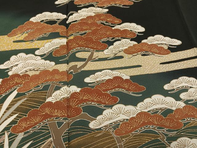 平和屋着物●豪華黒留袖　浜松笹舟文　暈し染め　金彩　正絹　逸品　AABK0259ph