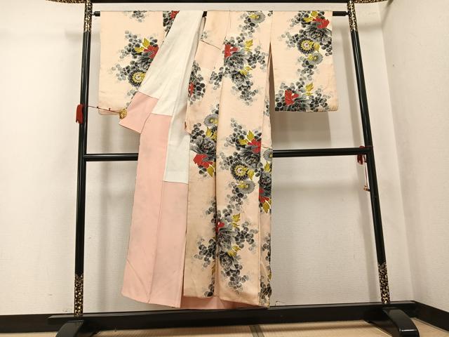 平和屋着物●上質な小紋　草花文　正絹　逸品　AABK0260ph