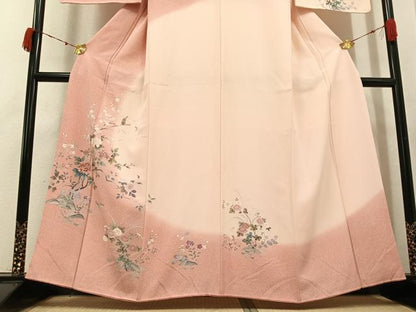 平和屋着物●訪問着　友禅　花鳥文　暈し染め　正絹　逸品　AABK0261ph