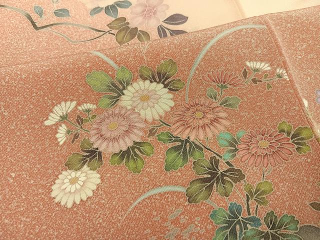 平和屋着物●訪問着　友禅　花鳥文　暈し染め　正絹　逸品　AABK0261ph