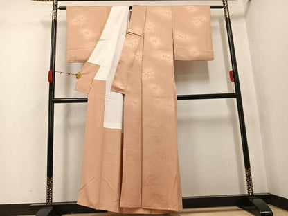 平和屋着物●上質な色無地　枝葉地紋　雄黄色　正絹　逸品　AABK0264ph
