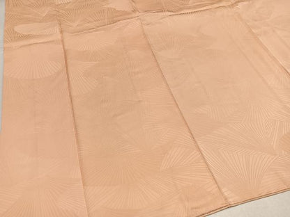 平和屋着物●上質な色無地　幾何学地紋　雄黄色　正絹　逸品　AABK0269ph