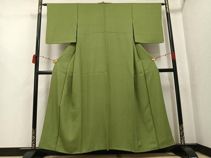 平和屋着物●上質な色無地　花唐草地紋　根岸色　正絹　逸品　AABK0270ph