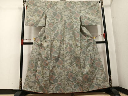平和屋着物●本場大島紬　7マルキ　草花文　正絹　逸品　AABK0272ph