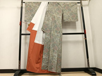 平和屋着物●本場大島紬　7マルキ　草花文　正絹　逸品　AABK0272ph