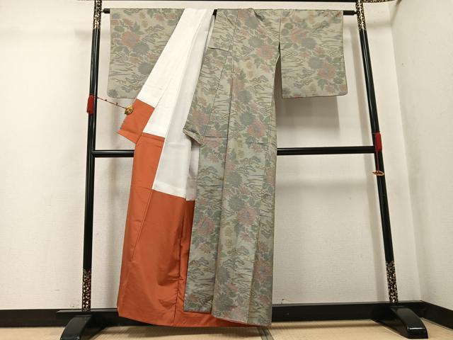 平和屋着物●本場大島紬　7マルキ　草花文　正絹　逸品　AABK0272ph