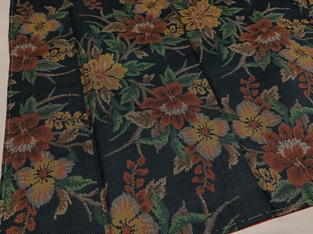 平和屋着物●本場大島紬　7マルキ　草花文　正絹　逸品　未使用　AABK0275ph