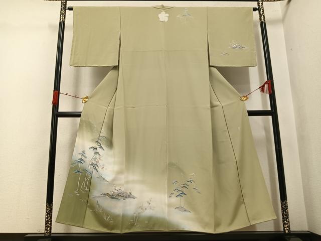 平和屋着物●訪問着　友禅　作家物　松竹梅渡り橋文　暈し染め　正絹　逸品　未使用　AABK0276ph