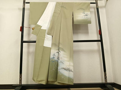 平和屋着物●訪問着　友禅　作家物　松竹梅渡り橋文　暈し染め　正絹　逸品　未使用　AABK0276ph