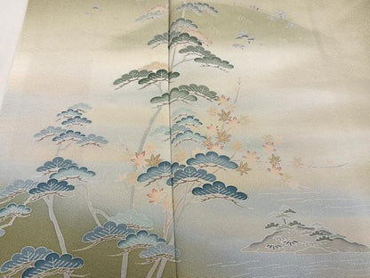 平和屋着物●訪問着　友禅　作家物　松竹梅渡り橋文　暈し染め　正絹　逸品　未使用　AABK0276ph