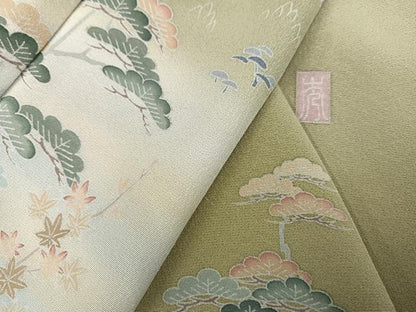 平和屋着物●訪問着　友禅　作家物　松竹梅渡り橋文　暈し染め　正絹　逸品　未使用　AABK0276ph