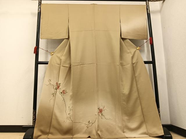 平和屋着物●訪問着　総刺繍　蘇州刺繍　枝花文　暈し染め　正絹　逸品　AABK0278ph