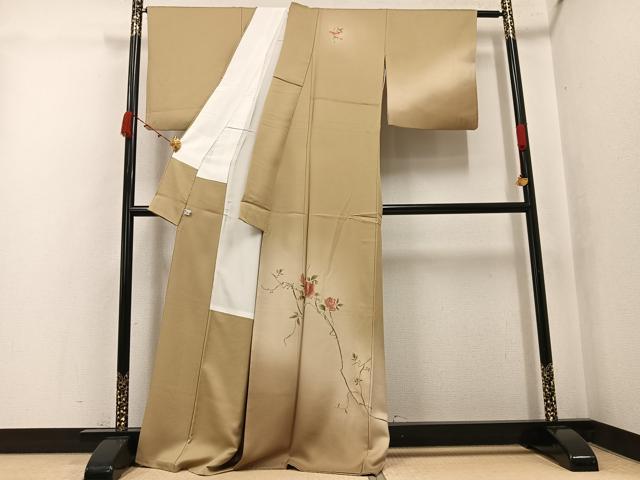 平和屋着物●訪問着　総刺繍　蘇州刺繍　枝花文　暈し染め　正絹　逸品　AABK0278ph