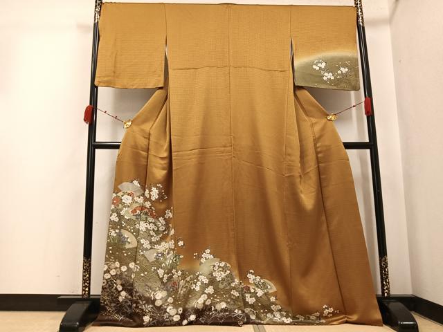 平和屋着物●訪問着　地紙花文　暈し染め　金彩　正絹　逸品　AABK0280ph