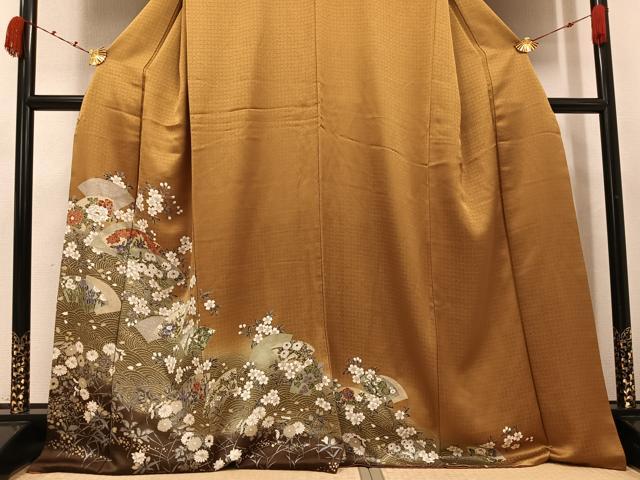 平和屋着物●訪問着　地紙花文　暈し染め　金彩　正絹　逸品　AABK0280ph