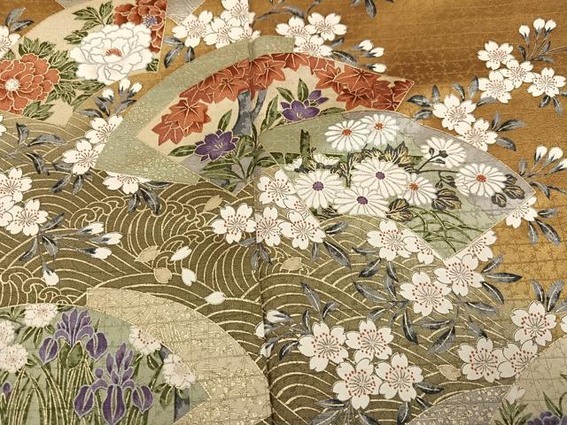 平和屋着物●訪問着　地紙花文　暈し染め　金彩　正絹　逸品　AABK0280ph