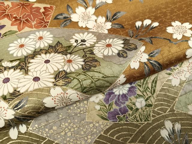 平和屋着物●訪問着　地紙花文　暈し染め　金彩　正絹　逸品　AABK0280ph