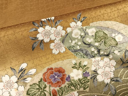 平和屋着物●訪問着　地紙花文　暈し染め　金彩　正絹　逸品　AABK0280ph